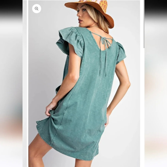 Easel Mineral Washed Cotton Jersey Knit Shirt Dress New - Picture 3 of 5